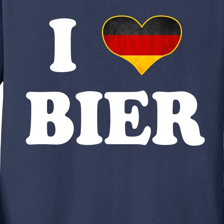 I Love Bier Octoberfest Beer Drinking Germany Flag Kids Long Sleeve Shirt