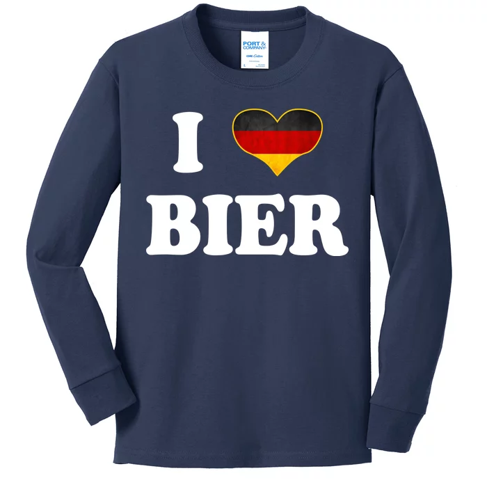 I Love Bier Octoberfest Beer Drinking Germany Flag Kids Long Sleeve Shirt