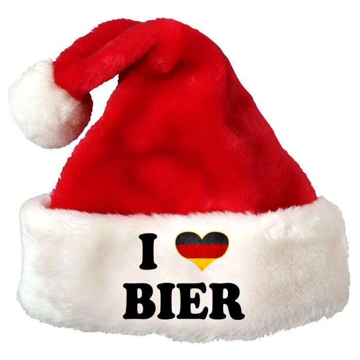 I Love Bier Octoberfest Beer Drinking Germany Flag Premium Christmas Santa Hat