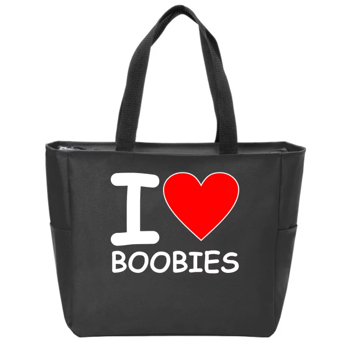 I Love Boobies Zip Tote Bag