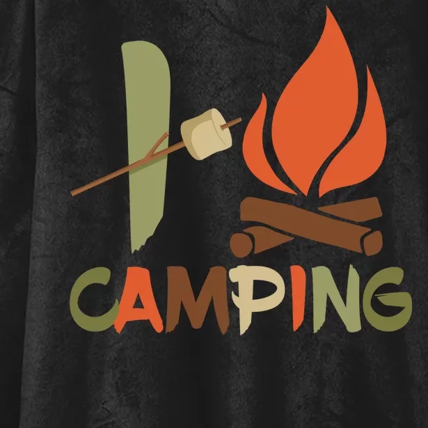 I Love Camping Campfire And S'more Hooded Wearable Blanket