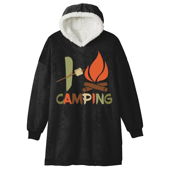 I Love Camping Campfire And S'more Hooded Wearable Blanket