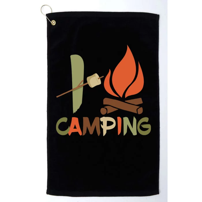 I Love Camping Campfire And S'more Platinum Collection Golf Towel