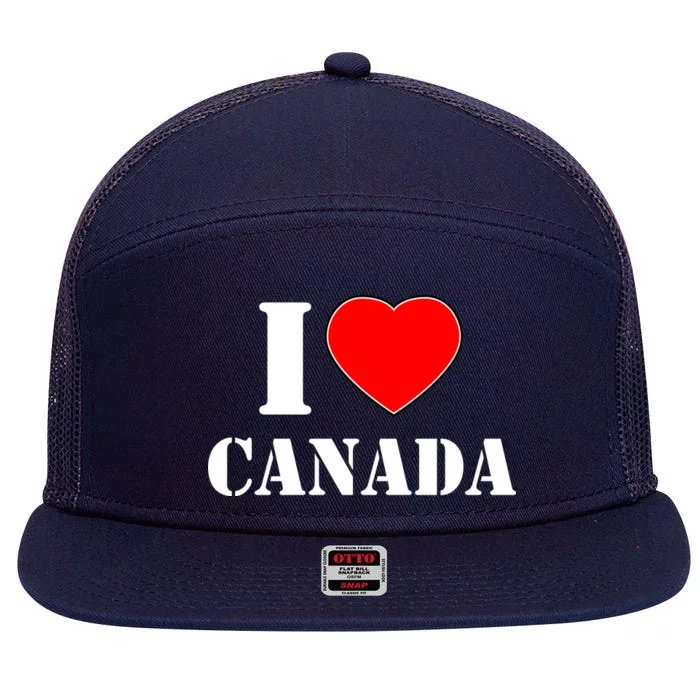 I Love Canada 7 Panel Mesh Trucker Snapback Hat