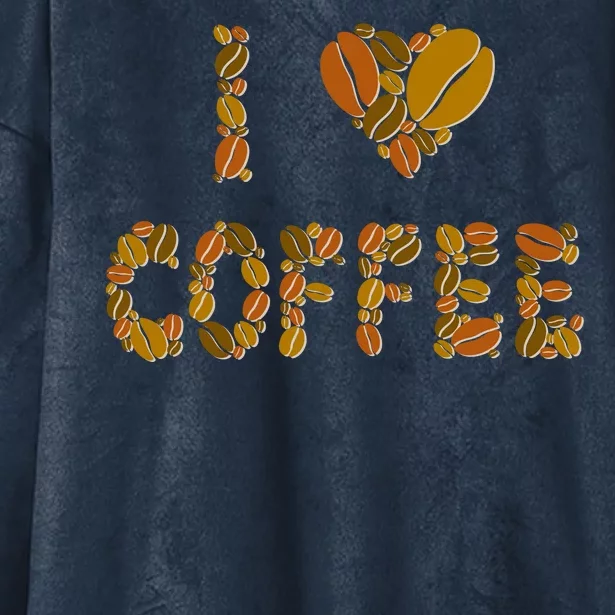 I Love Coffee Hooded Wearable Blanket