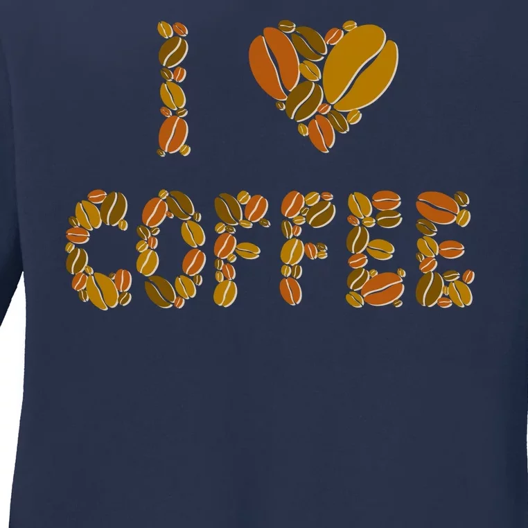 I Love Coffee Ladies Long Sleeve Shirt