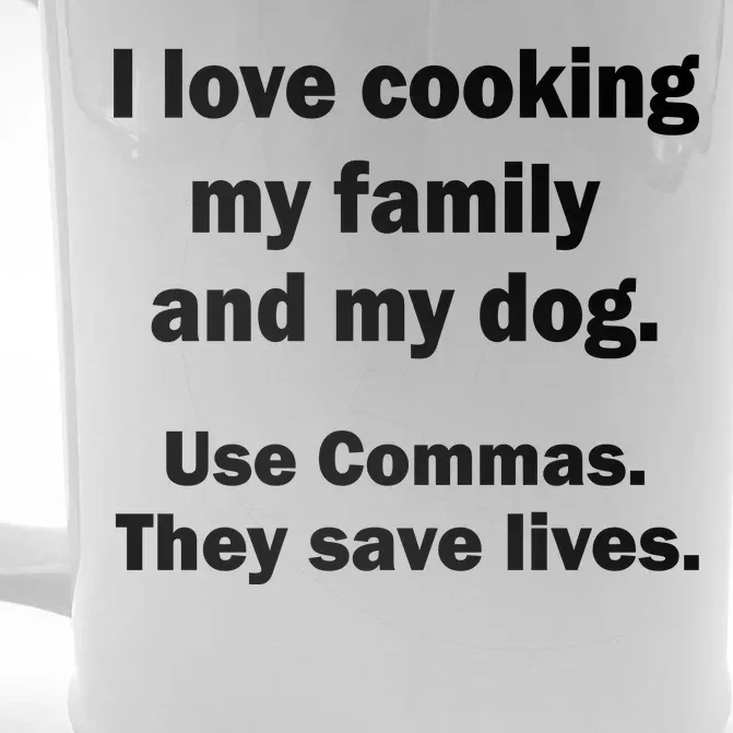 I Love Cooking My Family Commas Save Lives Front & Back Beer Stein