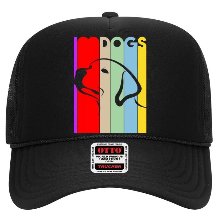 I Love Dogs Cute Dog Lovers High Crown Mesh Trucker Hat