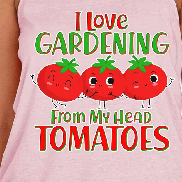 I Love Gardening From My Head Tomatoes Women's Knotted Racerback Tank