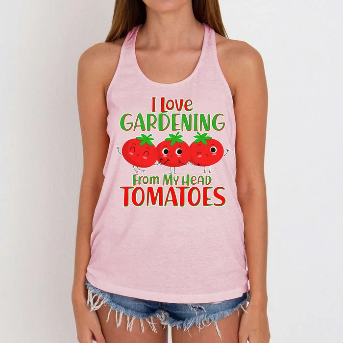 I Love Gardening From My Head Tomatoes Women's Knotted Racerback Tank