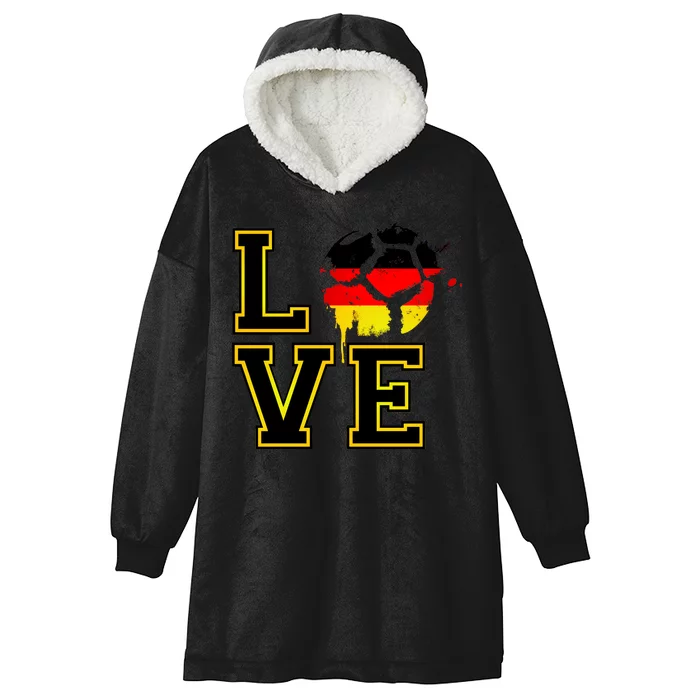 I Love Germany Futbol Soccer Hooded Wearable Blanket