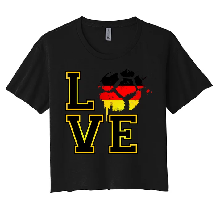 I Love Germany Futbol Soccer Women's Crop Top Tee