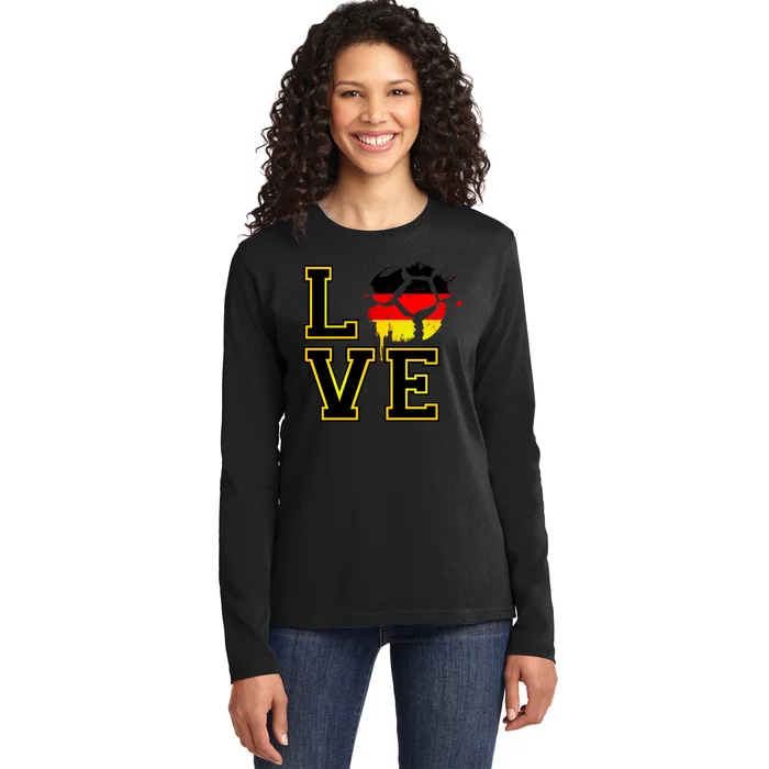 I Love Germany Futbol Soccer Ladies Long Sleeve Shirt