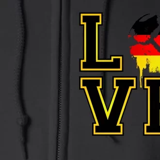 I Love Germany Futbol Soccer Full Zip Hoodie