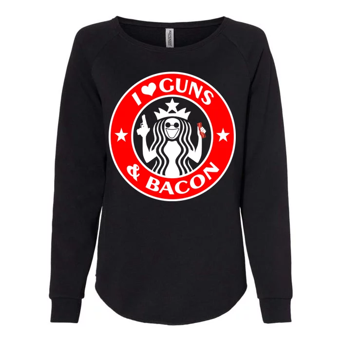 I Love Guns And Bacon Womens California Wash Sweatshirt