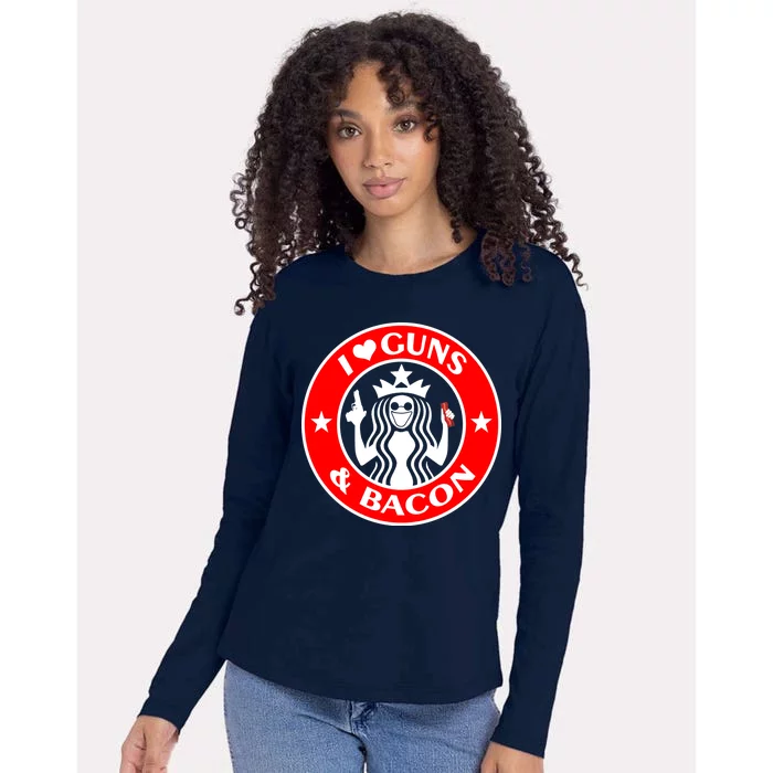 I Love Guns And Bacon Womens Cotton Relaxed Long Sleeve T-Shirt