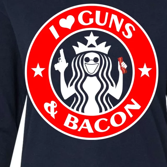 I Love Guns And Bacon Womens Cotton Relaxed Long Sleeve T-Shirt