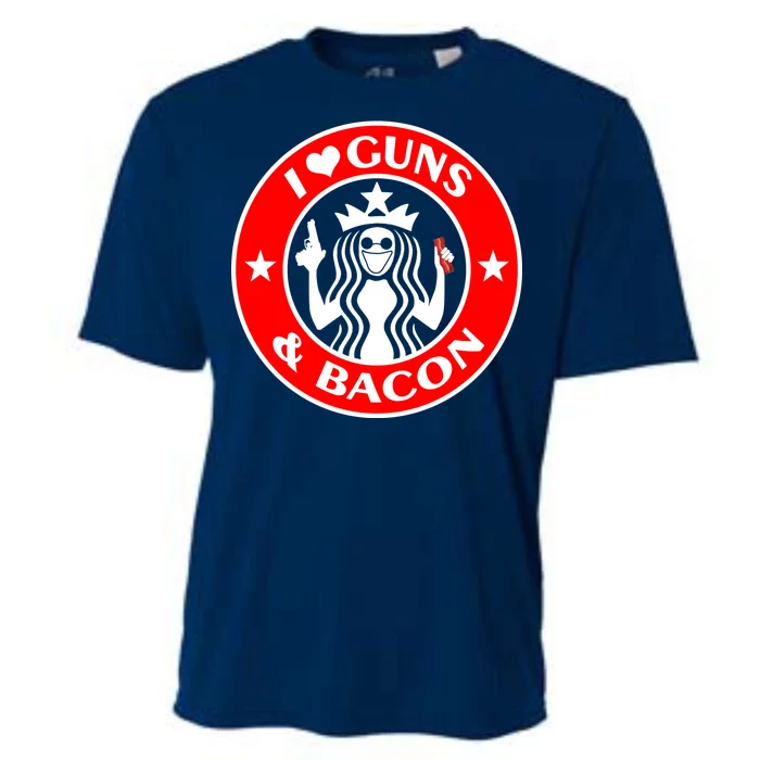 I Love Guns And Bacon Cooling Performance Crew T-Shirt