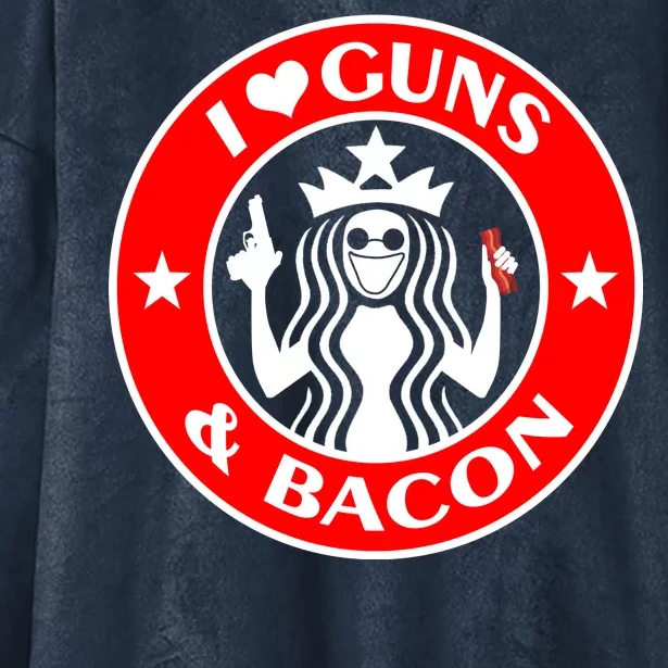 I Love Guns And Bacon Hooded Wearable Blanket