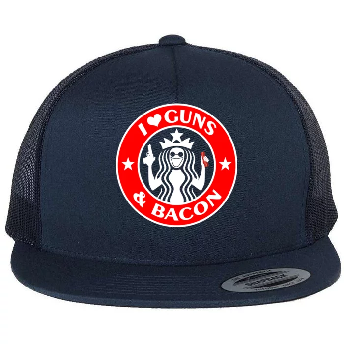 I Love Guns And Bacon Flat Bill Trucker Hat