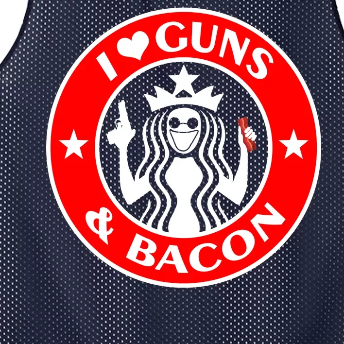 I Love Guns And Bacon Mesh Reversible Basketball Jersey Tank