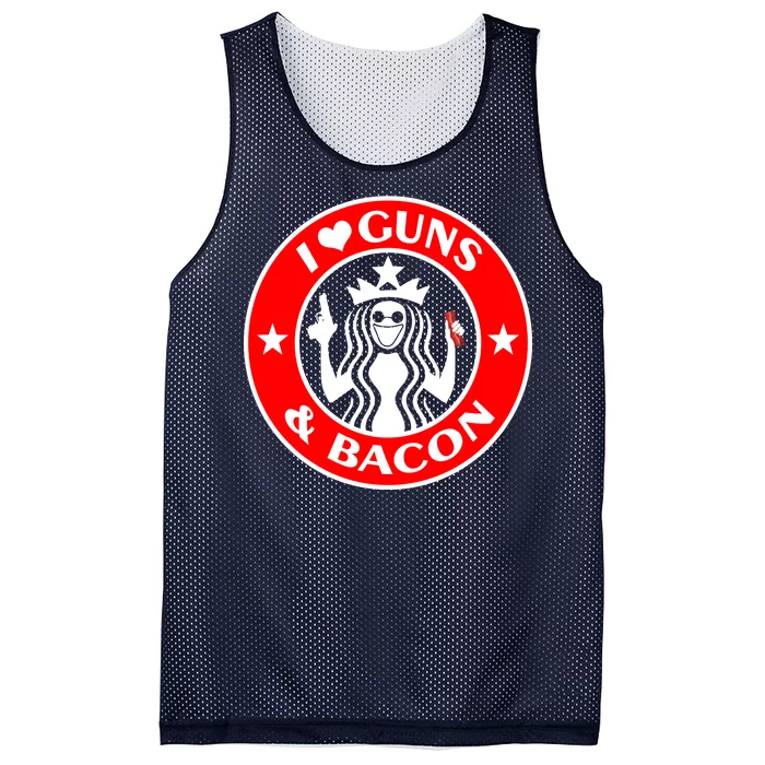 I Love Guns And Bacon Mesh Reversible Basketball Jersey Tank