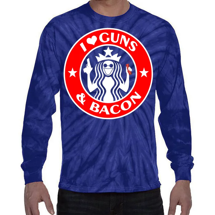 I Love Guns And Bacon Tie-Dye Long Sleeve Shirt