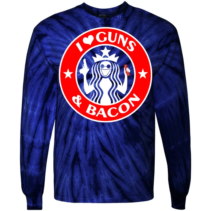 I Love Guns And Bacon Tie-Dye Long Sleeve Shirt