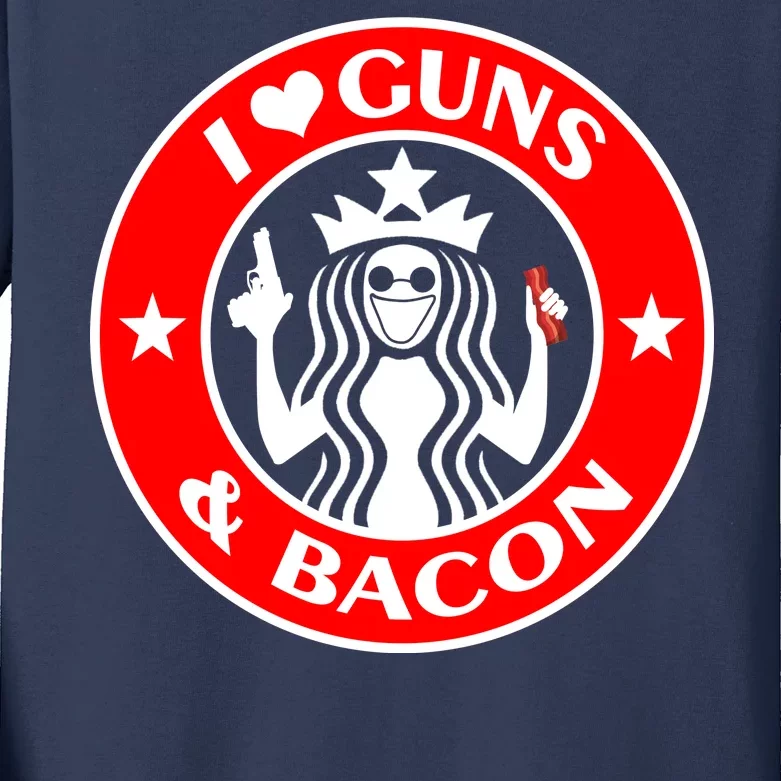 I Love Guns And Bacon Kids Long Sleeve Shirt