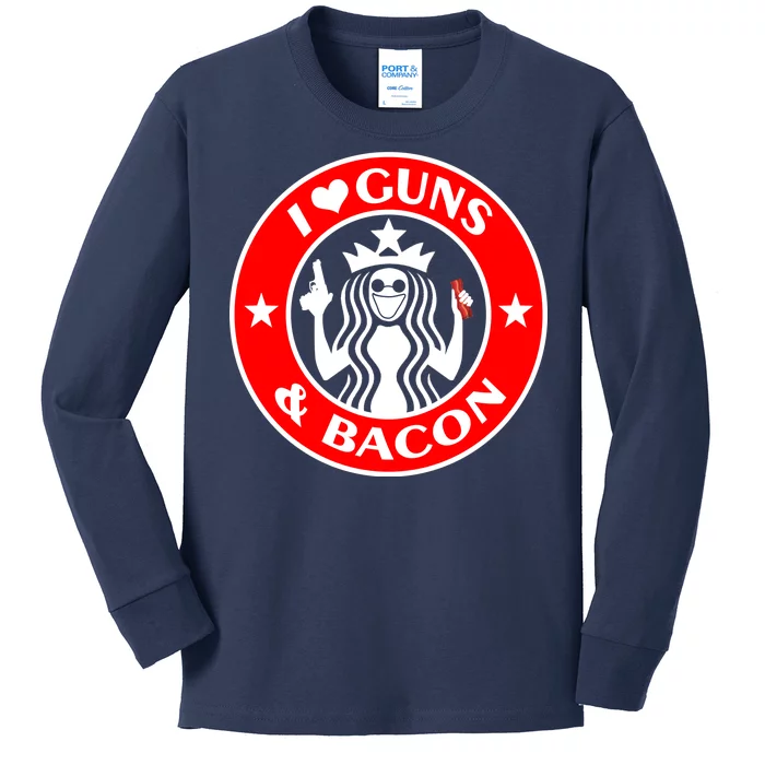 I Love Guns And Bacon Kids Long Sleeve Shirt