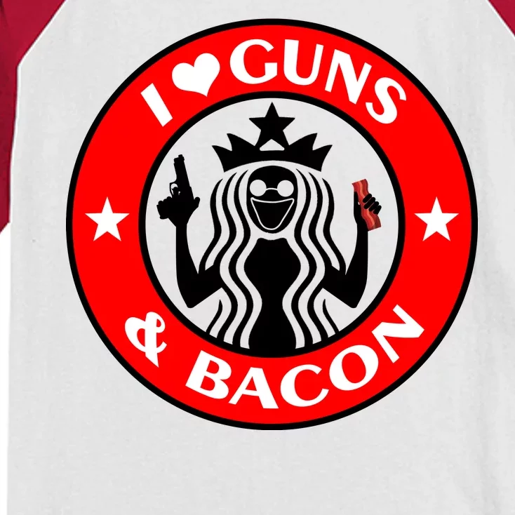 I Love Guns And Bacon Kids Colorblock Raglan Jersey