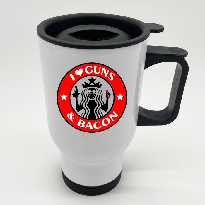 I Love Guns And Bacon Front & Back Stainless Steel Travel Mug