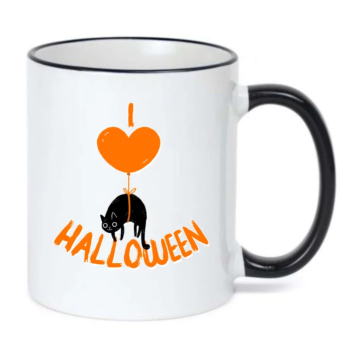 I Love Heart Halloween Cute Black Cat Balloon Black Color Changing Mug