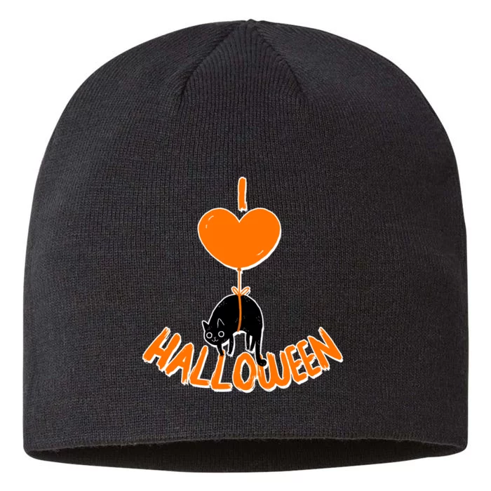 I Love Heart Halloween Cute Black Cat Balloon 8 1/2in Sustainable Knit Beanie