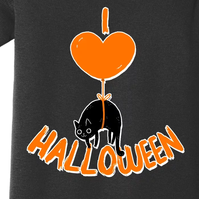 I Love Heart Halloween Cute Black Cat Balloon Baby Bodysuit