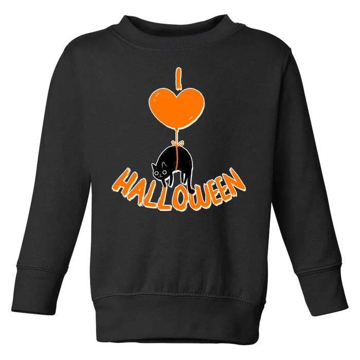 I Love Heart Halloween Cute Black Cat Balloon Toddler Sweatshirt