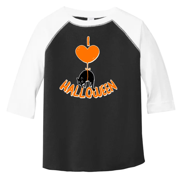 I Love Heart Halloween Cute Black Cat Balloon Toddler Fine Jersey T-Shirt