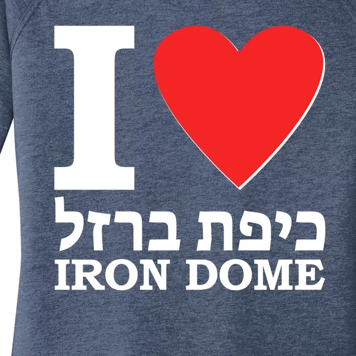 I Love Heart Iron Dome Hebrew Women's Perfect Tri Tunic Long Sleeve Shirt