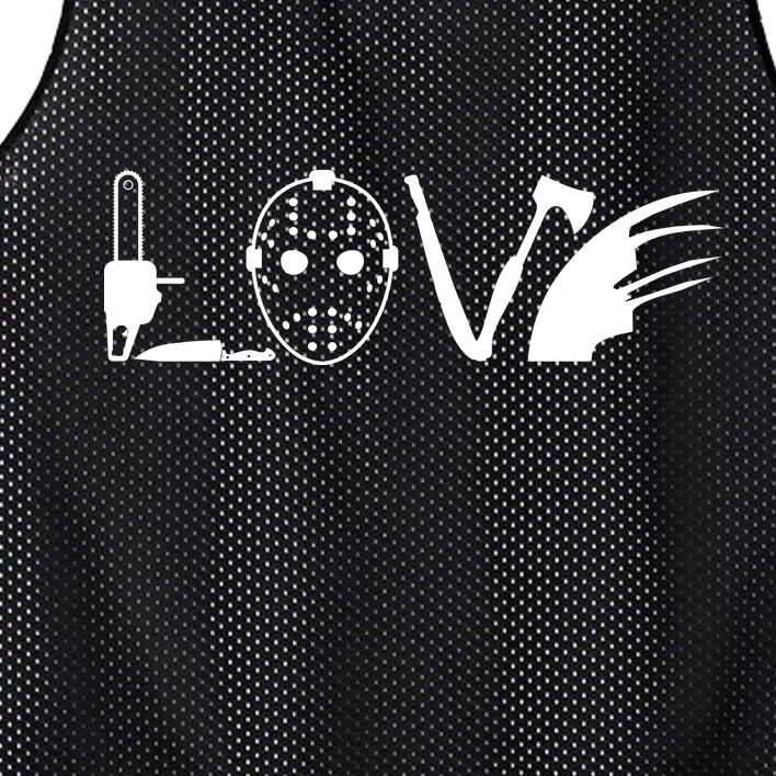 I Love Horror Movies Scary Mesh Reversible Basketball Jersey Tank