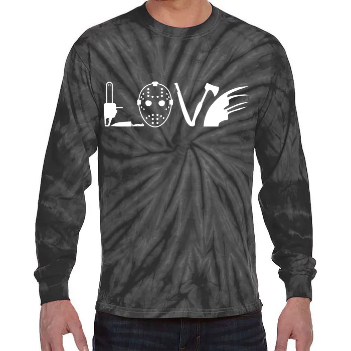 I Love Horror Movies Scary Tie-Dye Long Sleeve Shirt