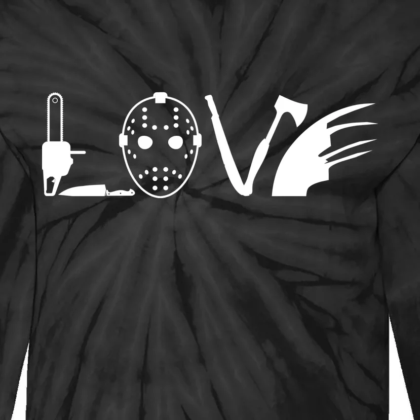 I Love Horror Movies Scary Tie-Dye Long Sleeve Shirt