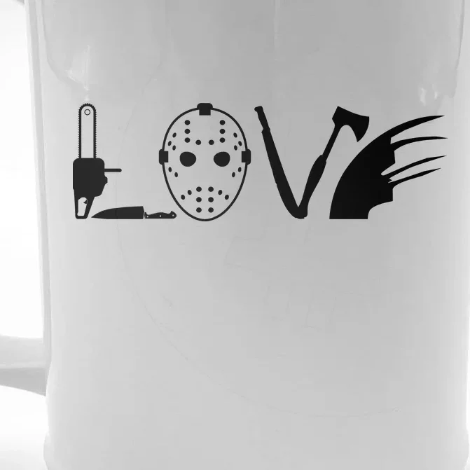 I Love Horror Movies Scary Front & Back Beer Stein