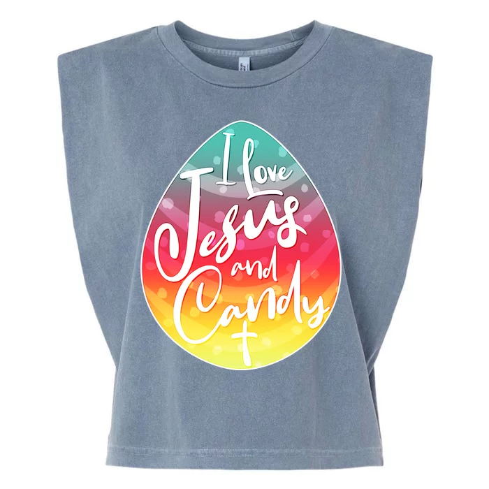 I Love Jesus And Candy Garment-Dyed Women's Muscle Tee