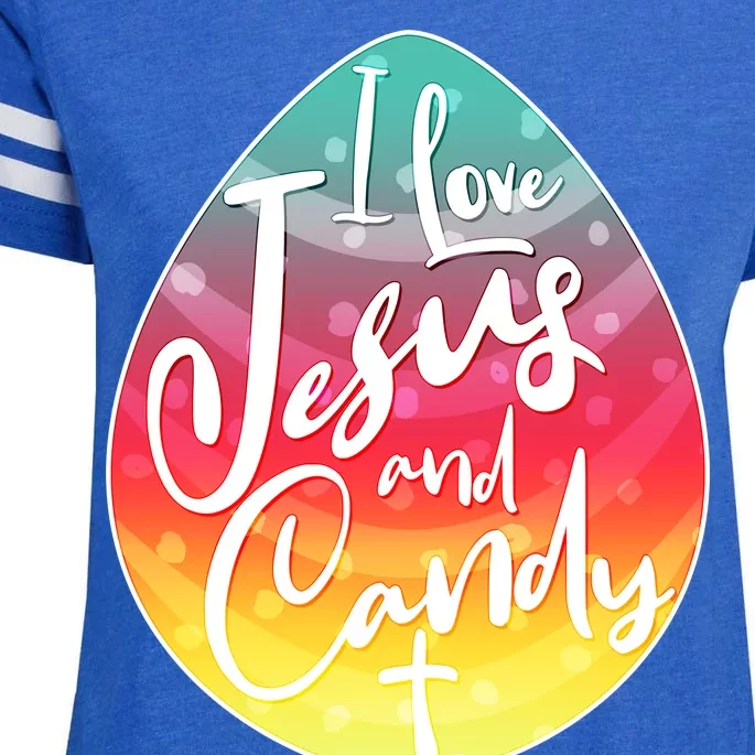 I Love Jesus And Candy Enza Ladies Jersey Football T-Shirt