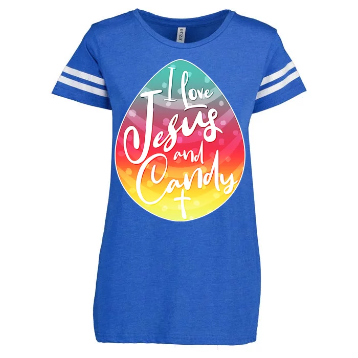 I Love Jesus And Candy Enza Ladies Jersey Football T-Shirt