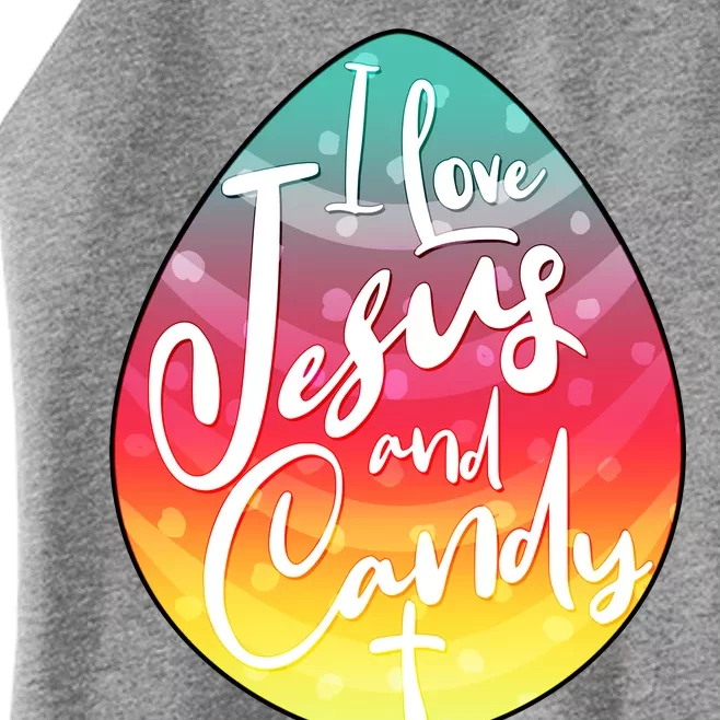 I Love Jesus And Candy Women’s Perfect Tri Rocker Tank