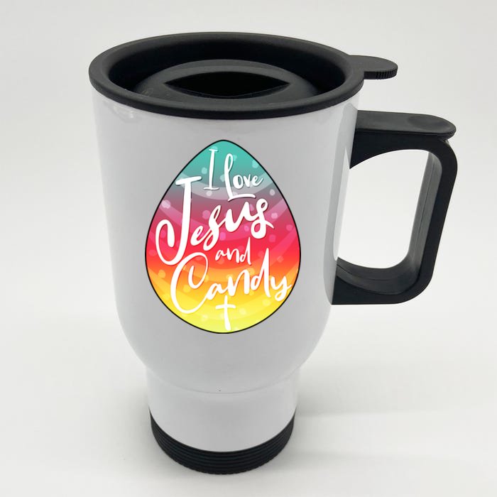 I Love Jesus And Candy Front & Back Stainless Steel Travel Mug