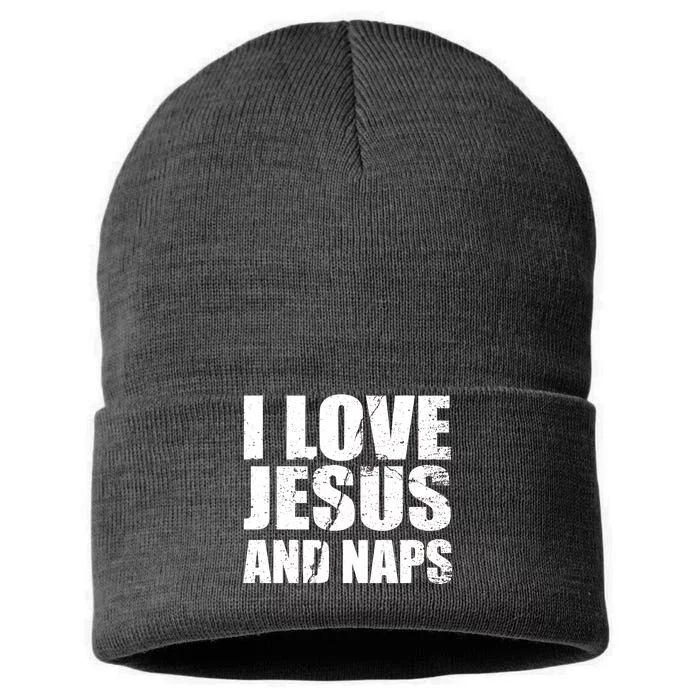 I Love Jesus And Naps Sustainable Knit Beanie