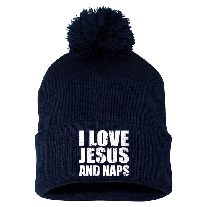 I Love Jesus And Naps Pom Pom 12in Knit Beanie