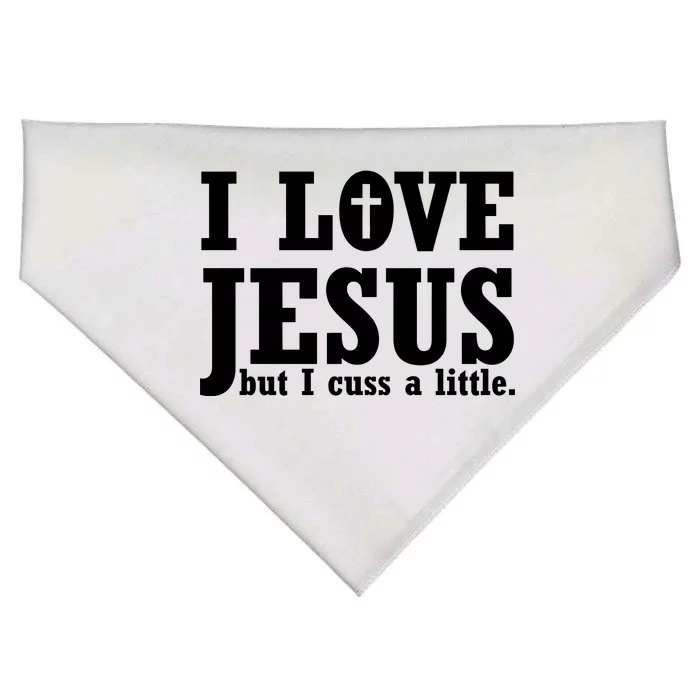 I Love Jesus But I Cuss A Little USA-Made Doggie Bandana